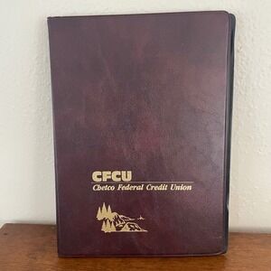 VTG Hazel USA Chetco Federal Credit Union Faux Leather Folder NotePad Holder 6x8